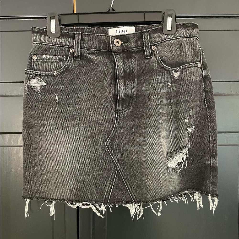 Pistola black cutoff denim skirt